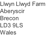Llwyn Llwyd Farm  Aberyscir Brecon LD3 9LS Wales